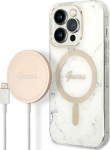 Guess Set GUBPP14LHMEACSH Case+Charger for iPhone 14 Pro 6.1" / white