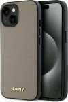 DKNY DKHMP15SPGHLME iPhone 15 6.1'' beige/beige hardcase Grained Metal Logo MagSafe