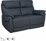 Recliner sofa BOWEN 2-seater with electric mechanism, dark grey genuine leather