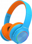 PowerLocus BT Headphones PLAID Kids Blue/Orange
