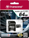 Transcend SDHC Micro UHS-1 64GB Class 10, Incl. Adapter for SD format