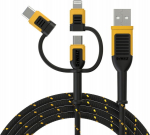Kabel USB Dewalt USB-A - USB-C + microUSB + Lightning 1.8 m Czarny (DXMA131-1356-DWG)