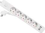 Equip Steckdosenleiste 5xSchuko/2xUSBA/USBC+Switch &Uuml;SS Pla