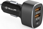 Tellur Car Charger FCC9, 56W, 9A (2XQC 3.0 + PD20W) black