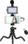 Puluz Blogging Smartphone Video Rig (LED Light, Flexible Tripod, Phone Holder, Mic)