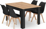 Leobert Rectangular table set 120x80 craft + 4 MARK chairs black