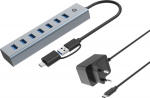CONCEPTRONIC 7-Port Hub USB-A3.0/-C Adap.->7xA3.0 m.Netz. gr