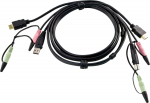 ATE ATEN USB-HDMI-KVM-Cable with Audio, 1.8 m, 1.8 m, HDMI, Schwarz, HDMI, USB A, 2 x 3.5mm, HDMI, USB B, 2 x 3.5mm, Male