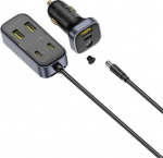 Baseus BackseatPal L1 110W 3 x USB-A + 3 x USB-C z extension cord 1.5 m - czarna - 110W car charger