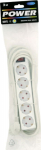 Extension cord 5-piece with switch white 3m