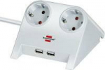 Brennenstuhl Tischsteckdose 2x 2-USB Ports 2100mA wei&szlig;