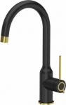 Kitchen faucet Quadron Ingrid Q Line SteelQ standing black with elements finished in gold (84818011)