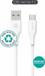 eSTUFF INFINITE (GRS) USB-C to USB-A, Cable 1m White. PVC Free