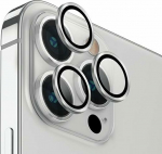 Uniq UNIQ Optix Aluminum Camera Lens Protector iPhone 14 Pro 6.1'' / 14 Pro Max 6.7'' sterling silver camera lens glass with applicator