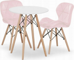 Leobert TODI round table set 60cm white + 2 LAGO pink chairs