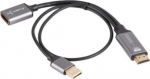 Lanberg adapter HDMI - Displayport 4K 20cm srebrny - Lanberg adapter HDMI(M)->Displayport(F) 4K 20cm srebrny