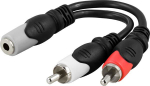 DELTACO 2 x RCA male - 3.5 mm female - cable, 10 cm