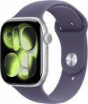 Apple Watch Series 11 (GPS) 46 mm silver aluminum case and misty purple sports band, M/L