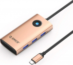 Orico USB-C 6w1 | 3x USB-A 3.0 | 1x USB-C PD 100W | 1x HDMI 4K 30Hz | 1x RJ45 2.5G Ethernet - pink-gold