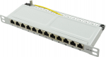 LogiLink Patch Panel - Rack mountable - CAT 6a - STP - RJ-45 X 12 - RAL 7035, Hellgrau - 0.5U - 25.4 cm (10")