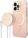 Guess Charger Guess Case Set + Wireless Charger GUBPP13LH4EACSP Apple iPhone 13 Pro pink/pink hard case 4G Print MagSafe