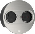 Bachmann TWIST 2 1xCEE7/3 1xUSB A/C 22W AEH Stainless steel look, round