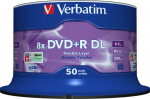 1x50 Verbatim DVD+R Double Layer 8x Speed, 8.5GB matt silver