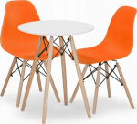 Leobert TODI round table set 60 white + 2 OSAKA orange chairs