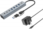 CONCEPTRONIC 7-Port Hub USB-A3.0/-C Adap.->4xA3.0+m.Netz. gr