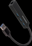 AXAGON HMA-GL3A 3x USB-A + GLAN, USB3.2 Gen 1 hub, metal, 20cm USB-A cable