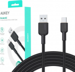AUKEY CB-NAC1 kabel USB-C - USB-A 1m 60W PD 3A 20V nylon braid black