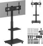 Stand / stroller for TV Ergo-Office, max. load 50kg / 5kg shelf, max. VESA 600x400, Mem. Power on strip., czarny, ER-304 B