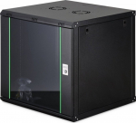 Digitus Cabinet Single-section wall-mounted network cabinet Dynamic 19'' 12U, 600x600, glass door, czarny, unassembled, 60kg