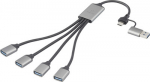 Renkforce RF-6861934 USB-Hub USB-A USB 3.0 5 Gb/s with aluminum housing, grey