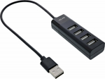 HUB USB InLine InLine&reg; USB 2.0 4-Port Hub, Type-A male to 4x Type-A female, black, 30cm, slim design