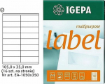 IGE Igepa LABELS A4 IGEPA 105 X 35.0 MM BIAŁE (100)