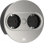 Bachmann TWIST 2 2xCEE7/3 AEH Stainless steel look, round - Steckdosenleiste
