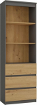 Topeshop Office bookcase, 3 szuflady, 60x35x180 cm, antracyt, dąb artisan