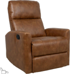 Recliner armchair DIEGO with swinging and rotating manual mechanism, cognac brown
