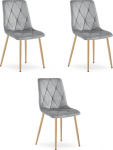 Vodafone LIBRA light gray velvet upholstered chair for the kitchen living room x3