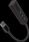 AXAGON HMA-CR3A 3x USB-A + SD/microSD, USB3.2 Gen 1 hub, metal, 20cm USB-A cable