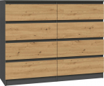 Topeshop MALWA chest of drawers M8 120 - ANTHRACITE / DĄB ARTISAN