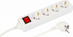 MicroConnect 4-way Schuko Power Strip, on/off switch 1.5M, White