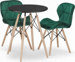 Leobert TODI round table set 60 czarny + 2 LAGO green chairs