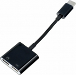 Adapter USB OEM Adapter AUX 2w1 Typ C (male) do Typ C (żeński) / Typ C (żeński) BOX czarny [DAC]