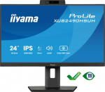 iiyama ProLite XUB2490HSUH-B2, Full HD, USB, kit, black - TFT screen, widescreen, 16:9, screen size: 60.5 cm (23.8"), resolution: 1920x1080 pixels, VESA mount (100x100 mm), speaker, adjustable pole, webcam, response time: 4ms, brightness 250cd, viewi ...
