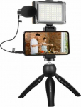 Puluz Puluz Tripod Set for live recording, tripod + lamp LED + microphone + phone buckle PKT3132B