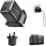 Charger Joyroom JR-TCG17 45W 2 x- USB-C (plug UK) - czarna