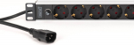 DIGIT 1U Alu PDU,rackmount.,9x CEE 7/7 outlet 10A Plug, 250VAC 50/60Hz, IEC C14 plug, pre-fuse