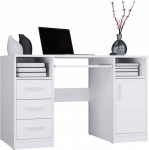 DELTA WHITE DESK 120 Cm 3 Drawers Cabinet Shelves For Office Room Na Laptop